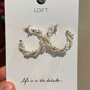 LOFT Gold Pearl-Embellished Earrings